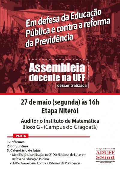 Assembleia docente que decidirá sobre mobilização e paralisações na UFF começa nesta segunda (27) em Niterói