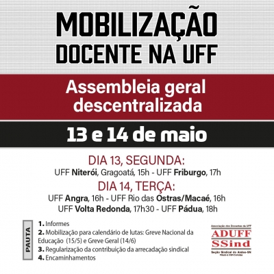Assembleia docente na UFF começa nesta segunda (13) com etapas Niterói e Friburgo