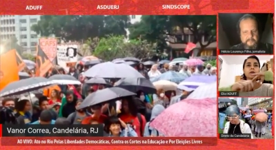 TV Aduff fez cobertura ao vivo do ato em defesa da democracia e educação no Rio