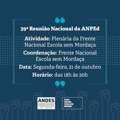 ADUFF convida docentes para plenária da ‘Frente Nacional Escola Sem Mordaça’, na segunda (21)