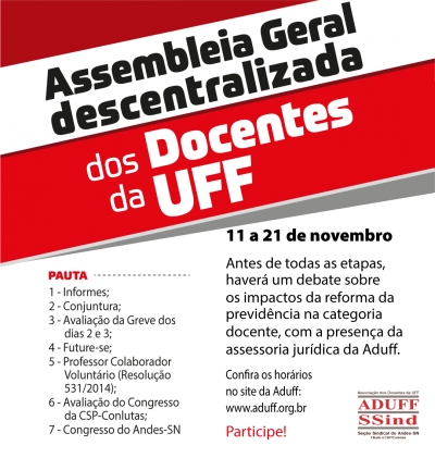 Assembleia Geral Descentralizada acontece entre os dias 11 e 21 de novembro