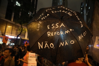 Manifestação no Dia Nacional de Greve da Educação, em 13 de agosto, no centro do Rio