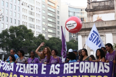 Manifestação no Centro do Rio no dia 14 de setembro: contra os projetos de Temer