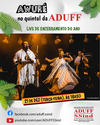 Roda de Samba Awurê é a convidada da Aduff em live de final de ano