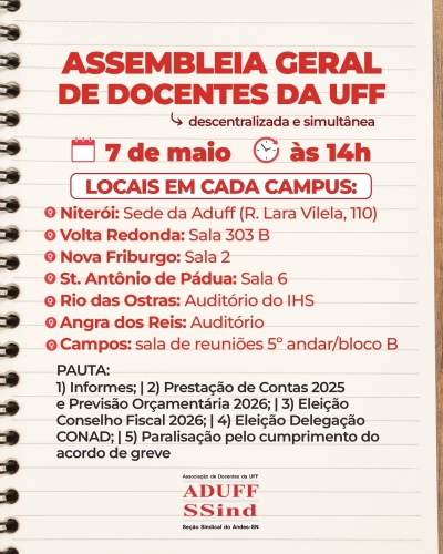 Assembleia na quinta, 07 de maio, vai eleger delegação do Conad e debater paralisação pelo cumprimento integral do acordo de greve de 2024