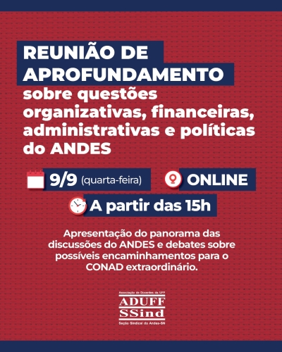 Aduff convida para encontro de aprofundamento sobre questões organizativas do Andes-SN