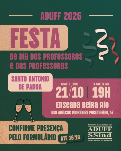 Em Santo Antonio de Pádua, Aduff promove celebração em homenagem ao Dia dos Professores e das Professoras