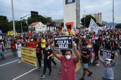Momento do ato, no Rio de Janeiro, realizado último dia 19 de Junho pelo &quot;Fora Bolsonaro&quot;