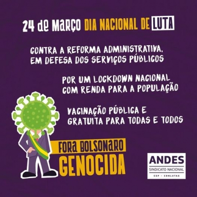 24 de Março: Dia Nacional de Luta, Mobilizações, Paralisação e Greve