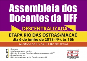Assembleia descentralizada em Rio das Ostras/Macaé será nesta quarta (6)