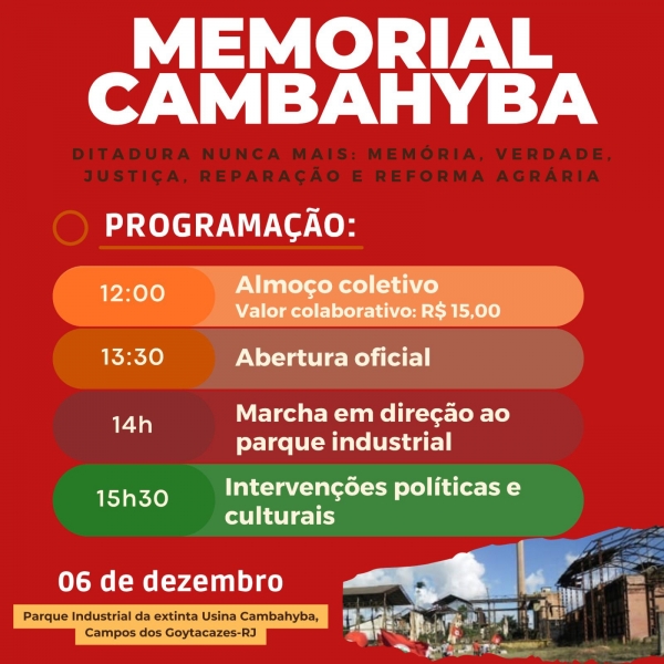 Aduff participará de ato contra a Ditadura que lançará o Memorial Cambahyba em Campos nesta quarta (6)