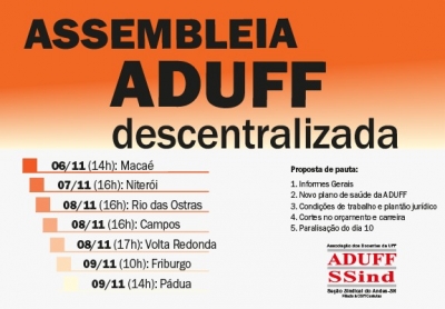 Aduff realiza 1° assembleia descentralizada de 6 a 9 de novembro
