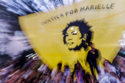 Ato em homenagem a Marielle Franco, em homenagem à vereadora durante inauguração de estátua dela no Rio