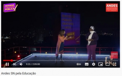Rivânia Moura e Ellen Olério no lançamento da campanha &quot;Defender a educação pública, essa é a nossa escolha para o Brasil&quot;