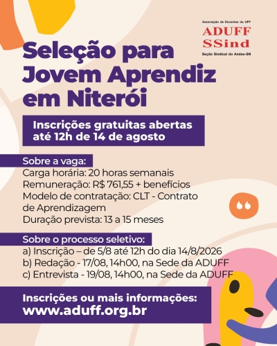 Aduff abre seleção para vaga de Jovem Aprendiz em Niterói