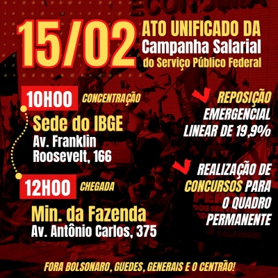 Luta nacional pela recomposição salarial e em defesa dos serviços públicos terá ato no Rio dia 15