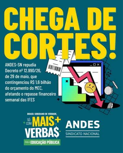 ANDES-SN repudia bloqueio de R$ 1,6 bi no orçamento do MEC e cobra recomposição imediata