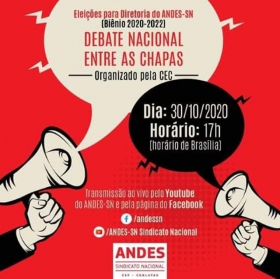 Eleições do Andes | Debate entre as chapas acontece nesta sexta (30), às 17h