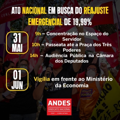 Servidoras e servidores públicos realizam ato unificado em Brasília no dia 31 de maio