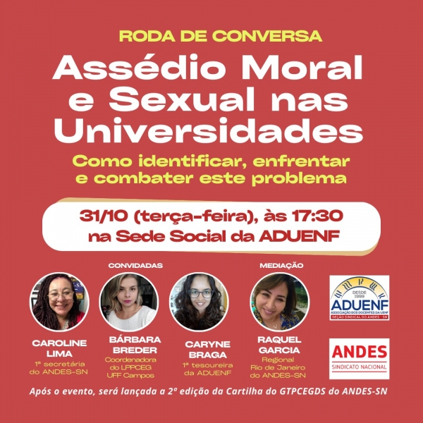 Assédio nas Universidades é tema de debate organizado pelo Andes-SN, em Campos dos Goytacazes