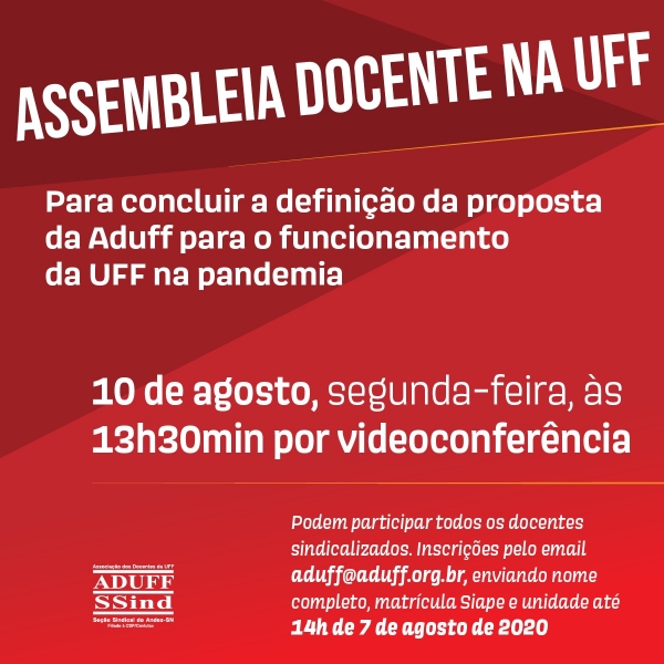 Nova assembleia concluirá proposta da Aduff para funcionamento da UFF na pandemia