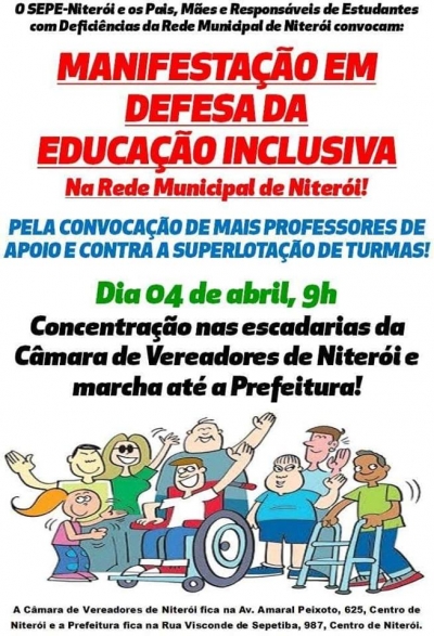 Ato por Educação Inclusiva na rede pública de Niterói acontece na quarta-feira (4)