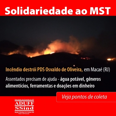 Incêndio atinge assentamento do MST em Macaé e trabalhadores precisam de doações