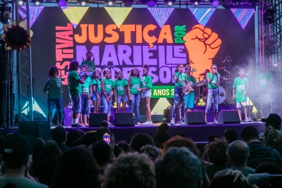 Ato cultural na Praça Mauá, nos 5 anos dos assassinatos de Marielle Franco e Anderson Gomes