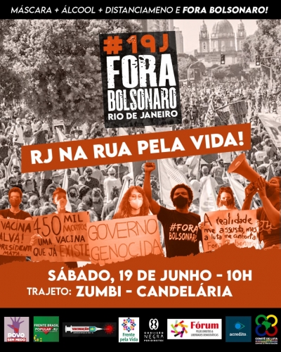 Brasil volta às ruas sábado (19) pelo fim do governo que nega vacina e ataca serviços públicos