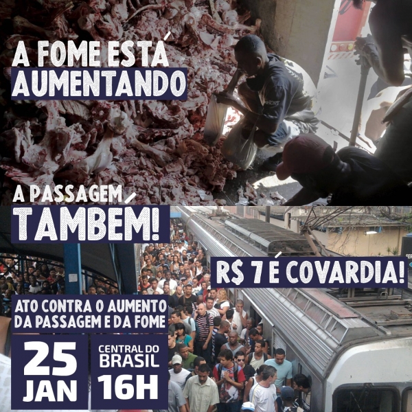Rio e Niterói terão atos na próxima terça (25) contra o aumento das passagens e da fome