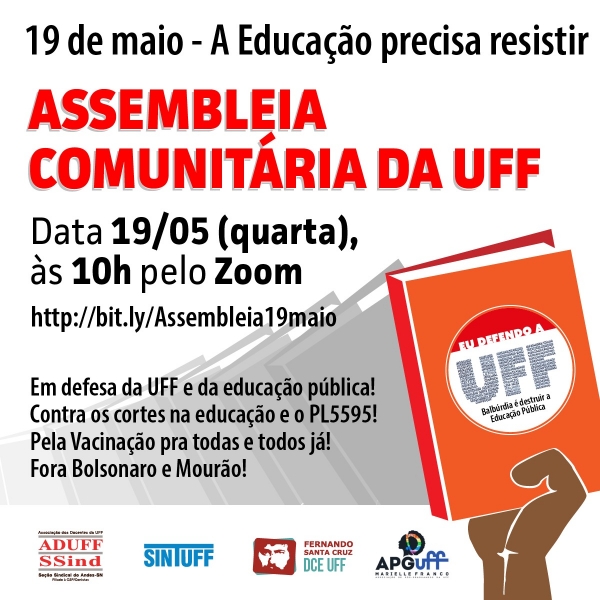 Aduff convida docentes para Assembleia Comunitária da UFF nesta quarta (19), às 10h