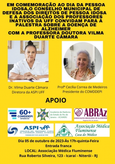 Aspi/UFF convida para palestra sobre a Doença de Alzheimer nesta quinta (5) de outubro
