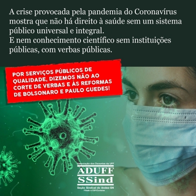 Covid-19: Docentes da UFF em defesa da saúde pública e das universidades brasileiras