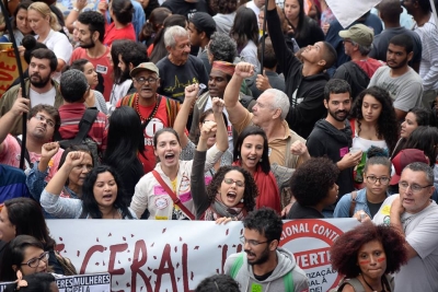 Ato na greve geral de 28 de abril, no Rio