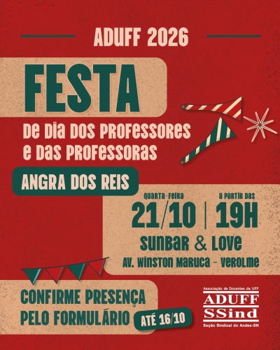 Aduff convoca filiados e filiadas em Santo Antonio de Pádua para celebração pelo Dia dos Professores e das Professoras