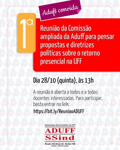 Comissão da Aduff criada em AG se reúne na próxima quinta (28) às 13h para debater retorno presencial na UFF
