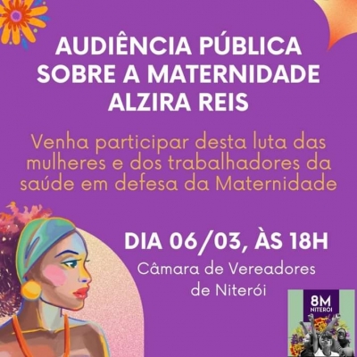 8M | Nesta segunda (06), audiência pública debate futuro da Maternidade Alzira Reis, em Niterói