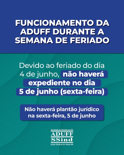 Funcionamento da sede no feriado de Corpus Christi