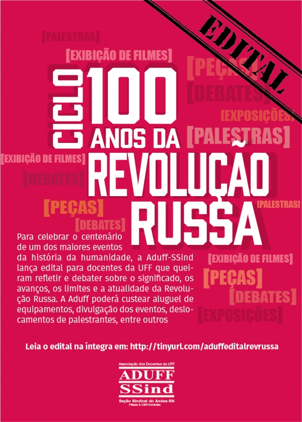 Aduff lança edital de incentivo para docentes da UFF interessados em pautar centenário da Revolução Russa