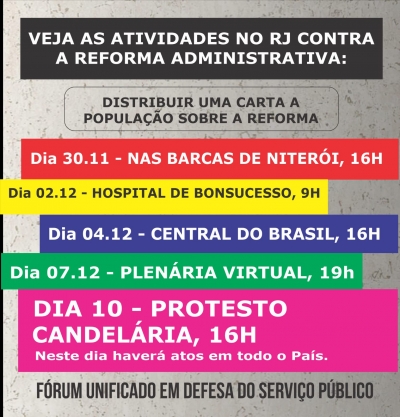 Fórum Unificado em Defesa do Serviço Público divulga calendário de mobilização contra a reforma de Bolsonaro