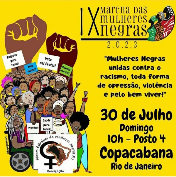 9° Marcha das Mulheres Negras-RJ vai à orla de Copacabana, no domingo (30)