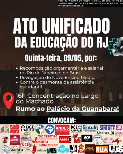 Dia Nacional de Luta da Educação terá ato unificado no Rio nesta quinta (9)