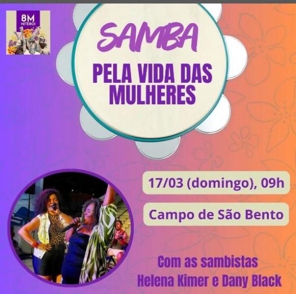 8M Niterói convida para atividade político-cultural no Campo de São Bento, próximo domingo (17)