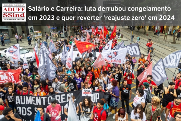 Manifestação no Rio, em 2023, que reuniu servidores e servidoras federais